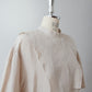 Yoke Layered Flare Half Sleeve Linen Blouse / Beige