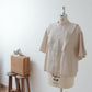 Yoke Layered Flare Half Sleeve Linen Blouse / Beige