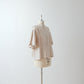 Yoke Layered Flare Half Sleeve Linen Blouse / Beige