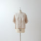 Yoke Layered Flare Half Sleeve Linen Blouse / Beige