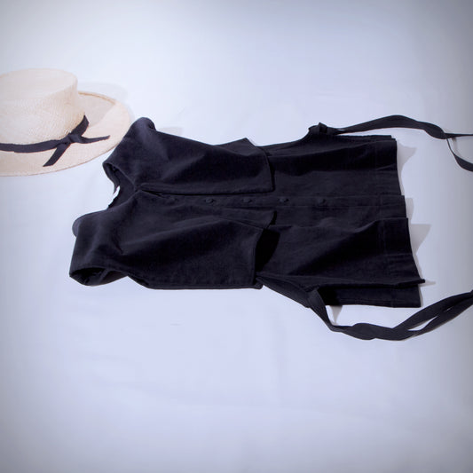 方領羊毛人字紋背心/炭灰色