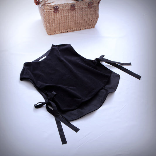 優質羊毛圍巾側開背心/淺米色