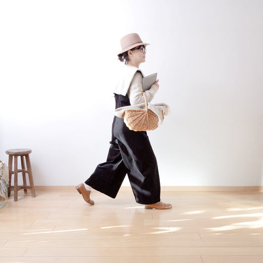 別珍カシュクールサロペットパンツ/ブラック