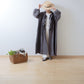 Yoke Layer Gathered Sleeve Linen Dress/Black