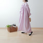 Yoke Layer Gathered Sleeve Linen Dress/Black