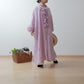 Yoke Layer Gathered Sleeve Linen Dress/Black