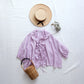 Frilled Collar Half Sleeve Linen Blouse/Pink