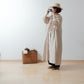Yoke Layer Gathered Sleeve Linen Dress/Black