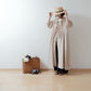 Yoke Layer Gathered Sleeve Linen Dress/Black