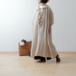 Yoke Layer Gathered Sleeve Linen Dress/Black