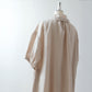 Yoke Layer Gathered Sleeve Linen Dress/Black
