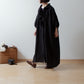 Frill Collar Half Sleeve Linen Dress / Black