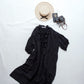 Frill Collar Half Sleeve Linen Dress / Black