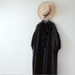 Frill Collar Half Sleeve Linen Dress / Black