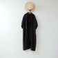 Frill Collar Half Sleeve Linen Dress / Black