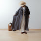 Frilled Collar Half-Sleeve Linen Dress / Gray