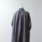 Frilled Collar Half-Sleeve Linen Dress / Gray