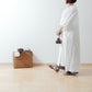 Yoke Layer Gathered Sleeve Linen Dress/Black