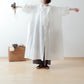Yoke Layer Gathered Sleeve Linen Dress/Black