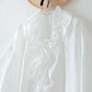 Yoke Layer Gathered Sleeve Linen Dress/Black
