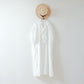 Yoke Layer Gathered Sleeve Linen Dress/Black