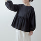 Adult-Cute Tiered 2-Way Blouse with Back Ribbon Tie / Black