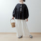 Adult-Cute Tiered 2-Way Blouse with Back Ribbon Tie / Black