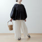 Adult-Cute Tiered 2-Way Blouse with Back Ribbon Tie / Black