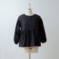 Adult-Cute Tiered 2-Way Blouse with Back Ribbon Tie / Black