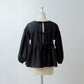 Adult-Cute Tiered 2-Way Blouse with Back Ribbon Tie / Black