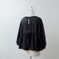 Adult-Cute Tiered 2-Way Blouse with Back Ribbon Tie / Black