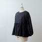 Adult-Cute Tiered 2-Way Blouse with Back Ribbon Tie / Black