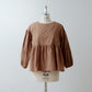 Tiered 2-Way Blouse with an Adult-Cute Ribbon Tie at the Back / Camel