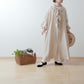 Yoke Layer Gathered Sleeve Linen Dress/Black