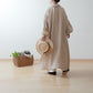 Yoke Layer Gathered Sleeve Linen Dress/Black