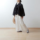 Yoke Layer Gathered Sleeve Linen Dress/Black