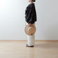 Yoke Layer Gathered Sleeve Linen Dress/Black