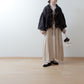 Yoke Layer Gathered Sleeve Linen Dress/Black