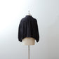 Yoke Layer Gathered Sleeve Linen Dress/Black