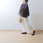 Yoke Layer Gathered Sleeve Linen Dress/Black