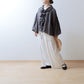 Yoke Layer Gathered Sleeve Linen Dress/Black