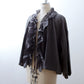 Yoke Layer Gathered Sleeve Linen Dress/Black