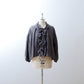 Yoke Layer Gathered Sleeve Linen Dress/Black