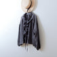 Yoke Layer Gathered Sleeve Linen Dress/Black