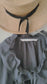 Yoke Layer Gathered Sleeve Linen Dress/Black