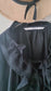 Yoke Layer Gathered Sleeve Linen Dress/Black