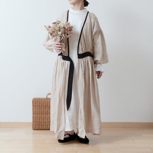 *雑誌ナチュリラ掲載中*カシュクールギャザー2wayワンピース-フレンチリネン/ベージュ