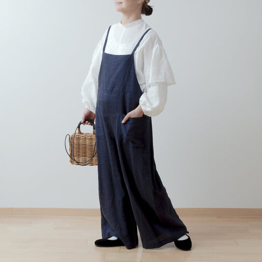 雙袖亞麻襯衫/米白色