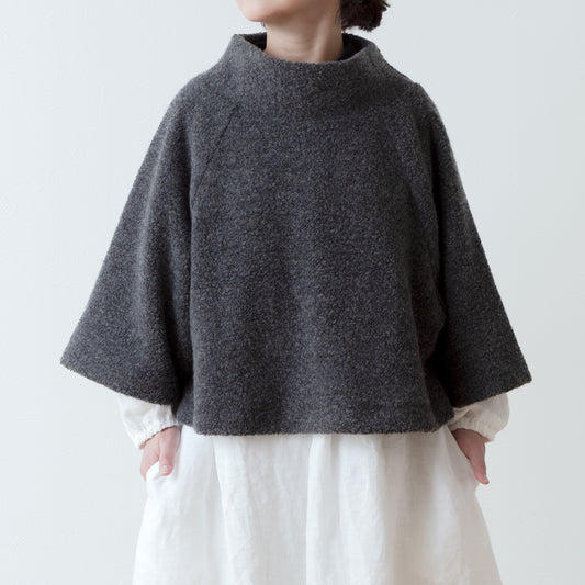 高品質羊毛圍巾 A 字型插肩套頭衫/上衣 灰色
