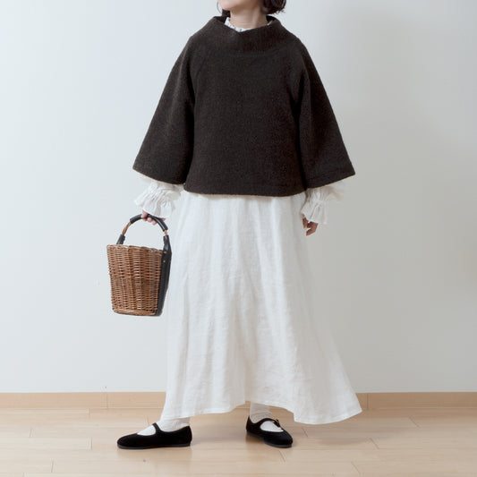 高品質羊毛圍巾 A 字型插肩套頭衫/深棕色